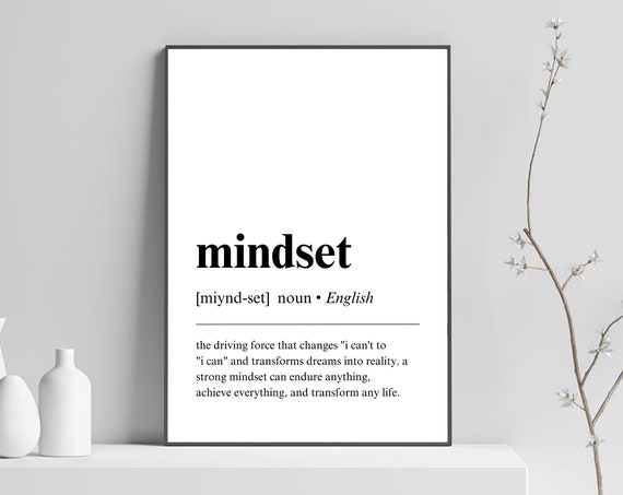 Mindset Definition Poster, Minimalist Office Decor