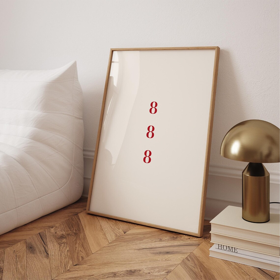 888 Angel Number Minimalist Red Typography Spiritual Poster Decor Art