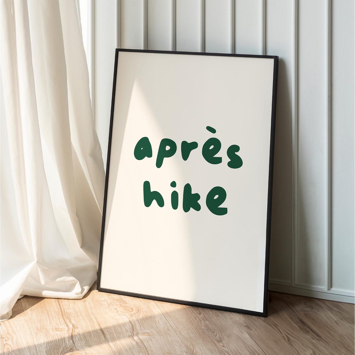 Aprs Hike Print Retro Green Typography Outdoor Adventure Wall Art