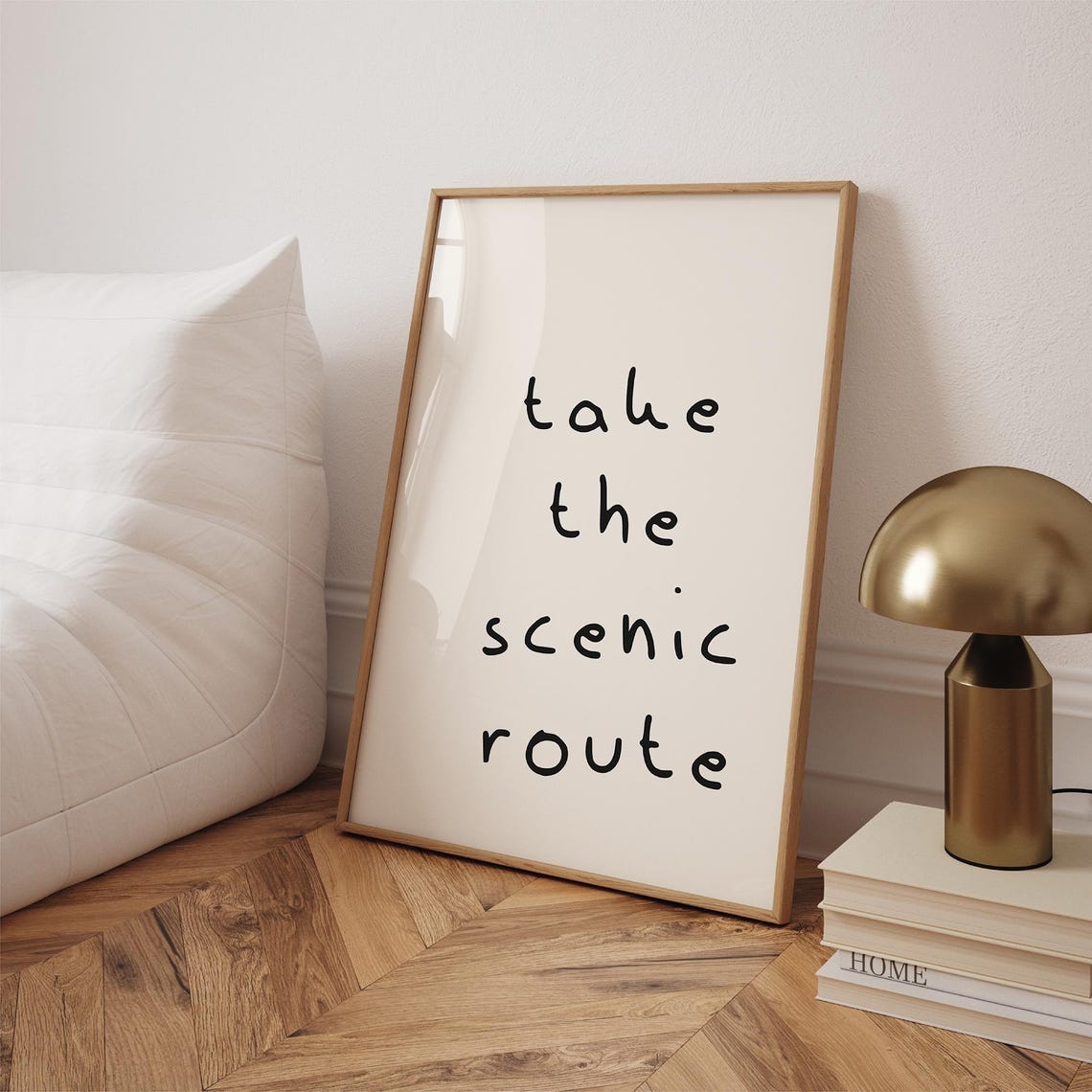Take The Scenic Route Handwritten Black Typography Quote Poster