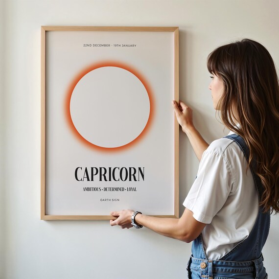 Capricorn Zodiac Star Sign Retro Astrology Earth Sign Poster Decor