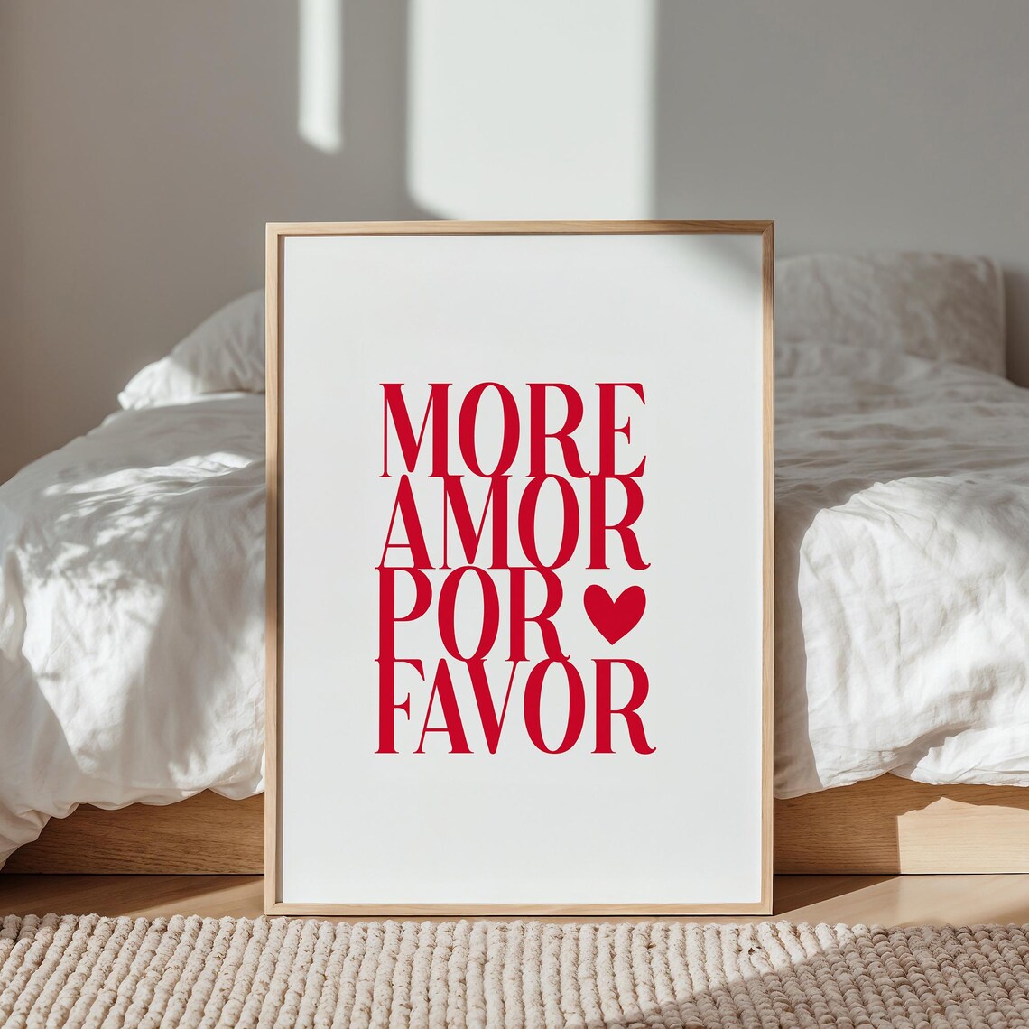 More Amor Por Favor Red Heart Romantic Typography Spanish Poster
