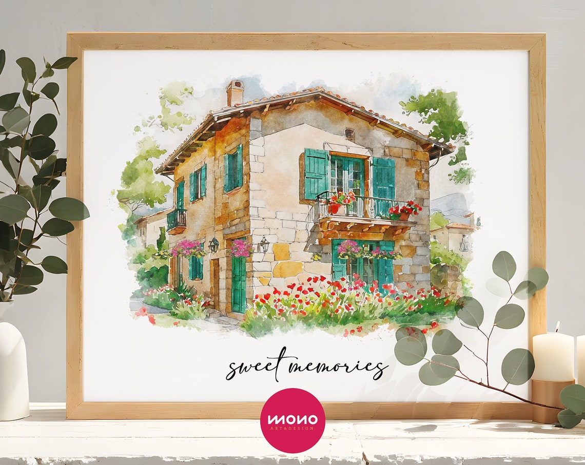 Custom Home Portrait - Watercolor Art