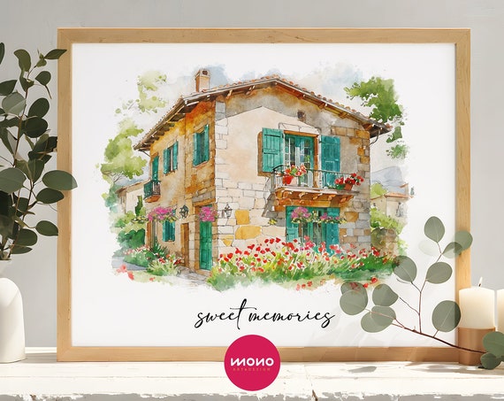 Custom Home Portrait - Watercolor Art