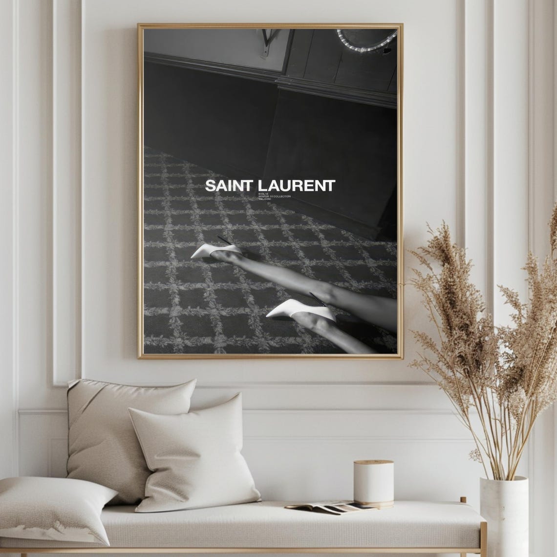 Saint Laurent Black And White White Heels Fashion Photography Poster - Image 4