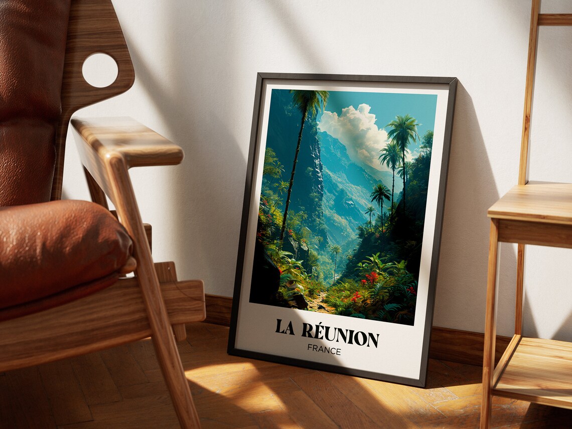 La Runion Travel Poster, Tropical Watercolor Art Print - Image 3