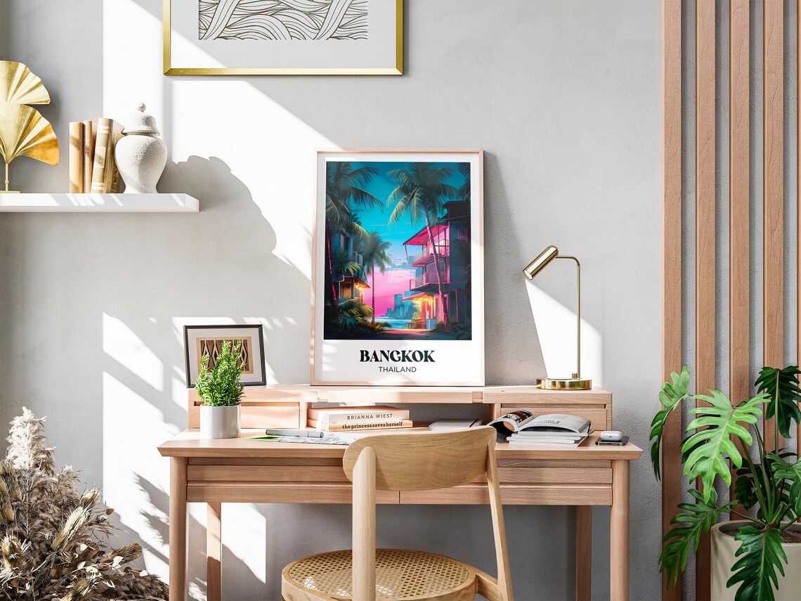 Bangkok Vintage Travel Poster, Thailand Art Print - Image 2