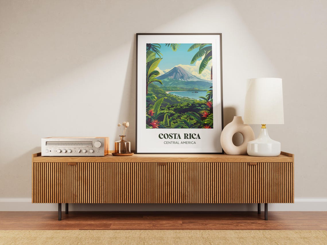 Costa Rica Travel Poster Costa Rica Art Print Costa Rica Painting Illustration Costa Rica Watercolor Home Decor - Image 2