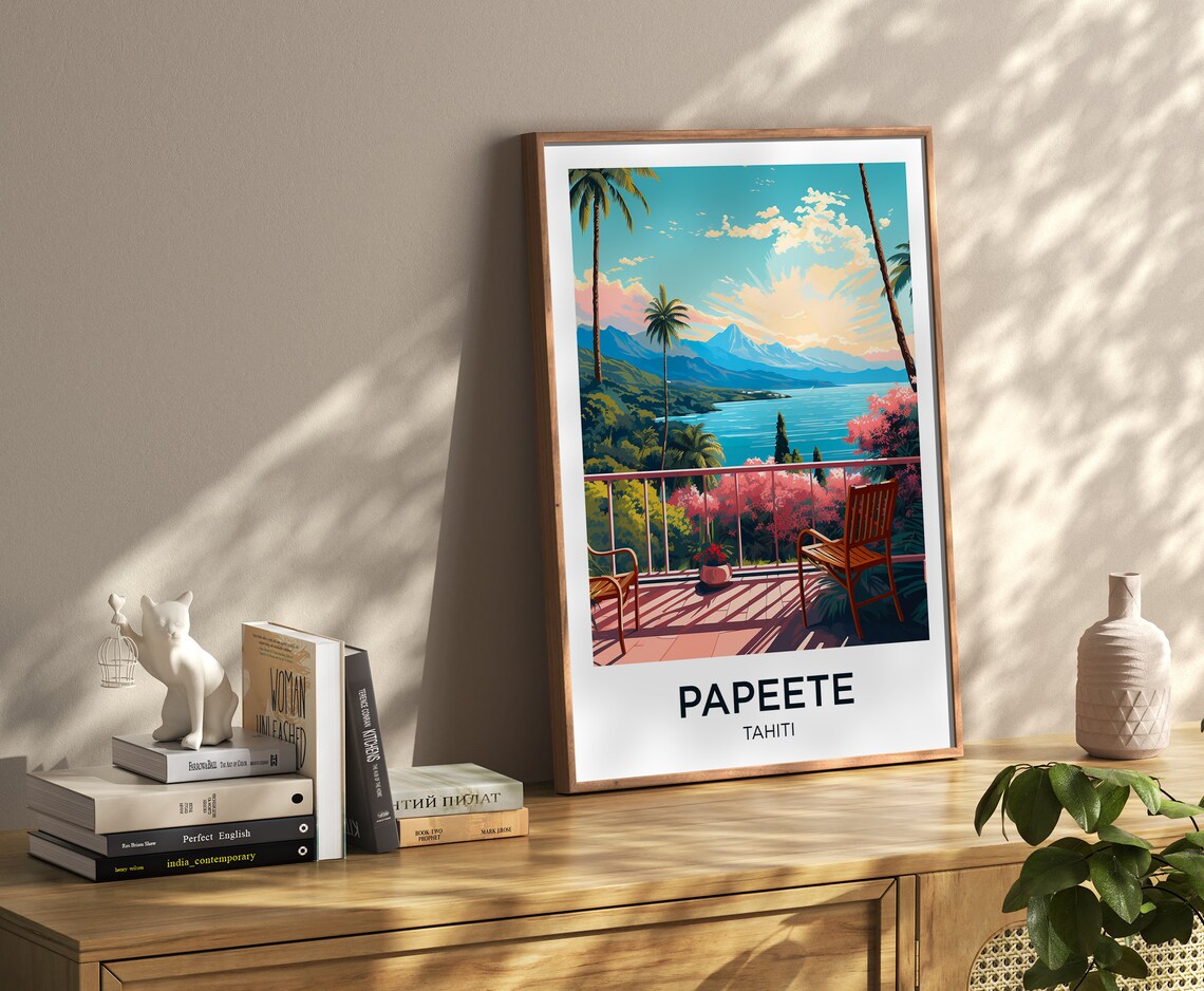 Tahiti Pacific Ocean Travel Poster, French Polynesia - Image 4
