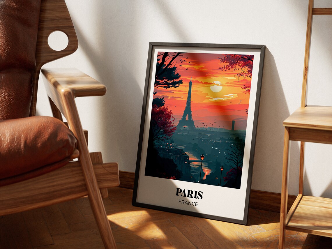 Paris Travel Poster, Eiffel Tower Watercolor Print - Image 2