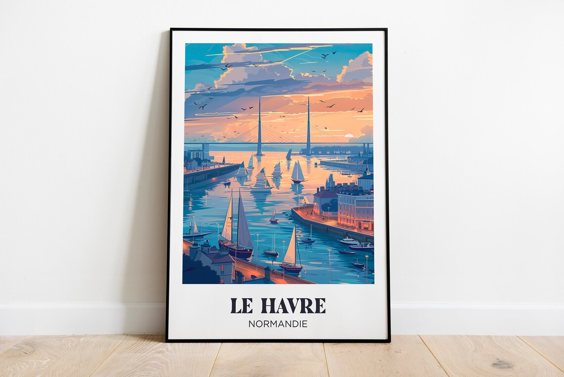 Le Havre Illustration Poster, Normandy Travel Poster