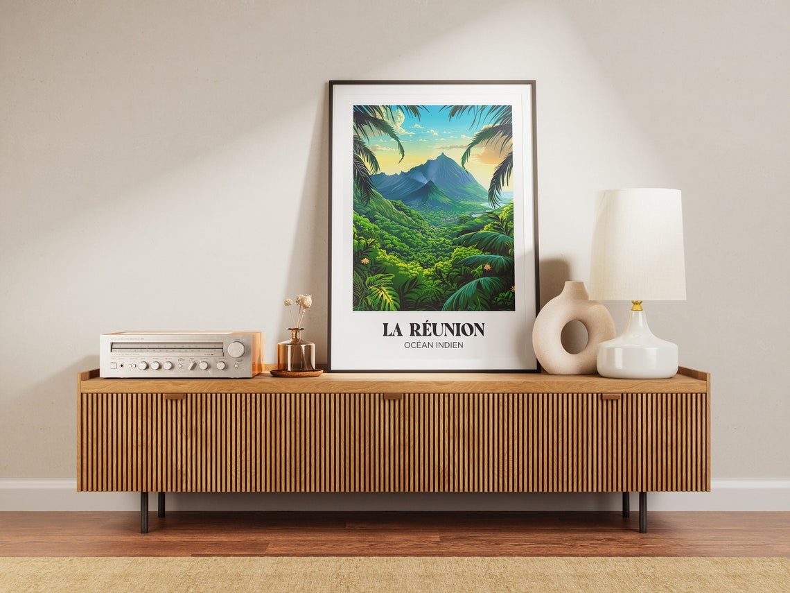Travel Poster Reunion Island Piton De La Fournaise Illustration Reunion Island Reunion Island Poster Travel Poster Reunion Island - Image 3