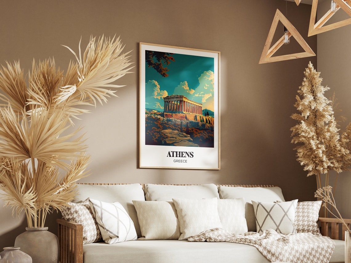 Athens Greece Parthenon Acropolis Ancient Ruins Retro Travel Poster - Image 2