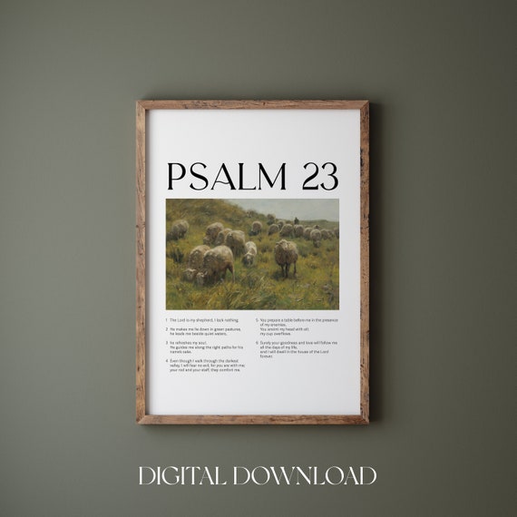 Psalm 23 The Lord Is My Shepherd Bible Verse Wall Art Vintage Christian Wall Art Vintage Bible Art Psalm Wall Gallery