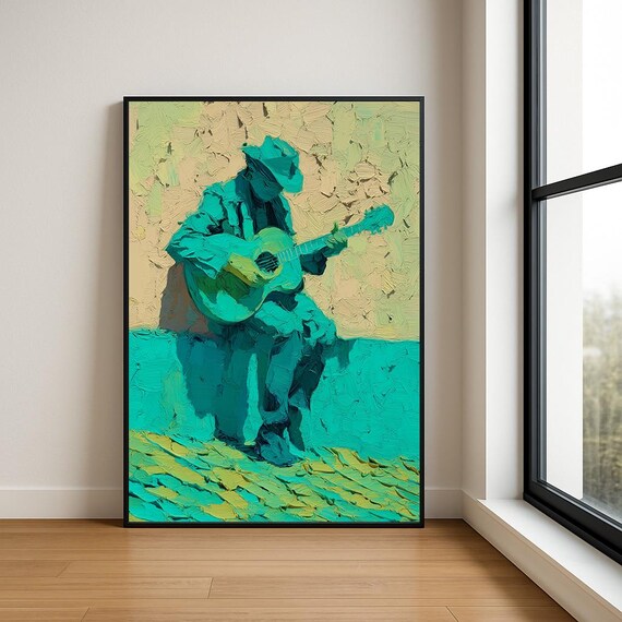 Music Lover Wall Art Print Textured Musician Abstract Oil Painting