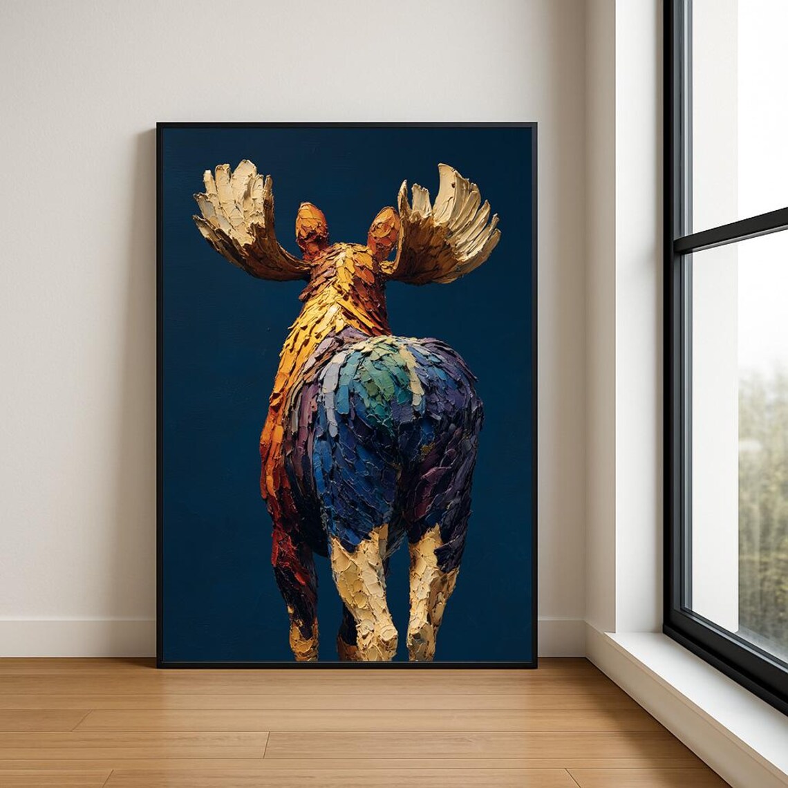 Colorful Moose Wall Art Print High Resolution