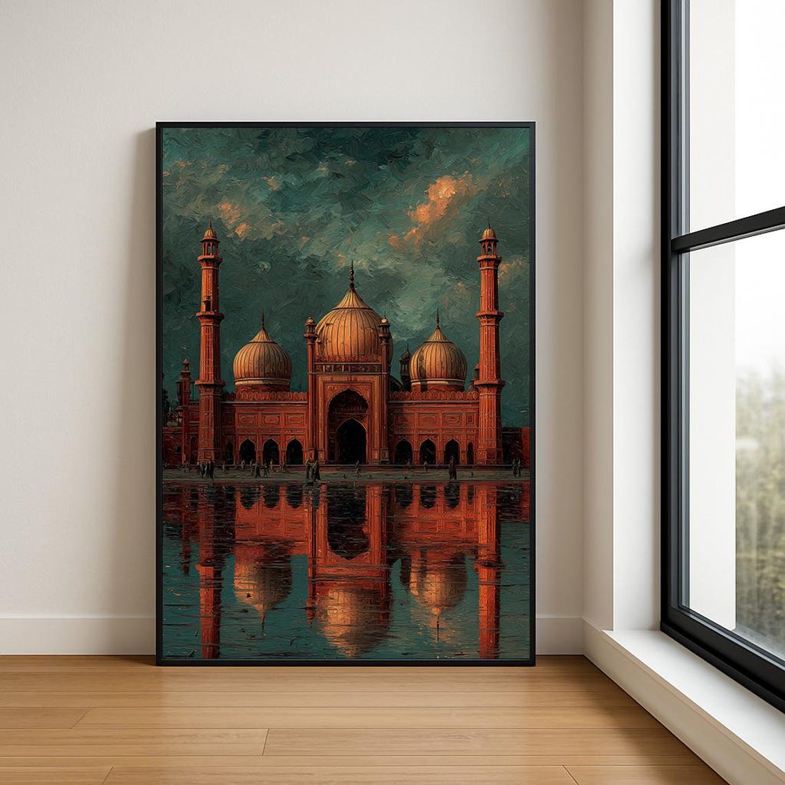 Badshahi Mosque Lahore Red Sandstone Reflection Landmark Poster