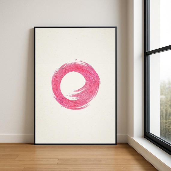 Minimalist Abstract Circle Print Multicolour Modern Wall Art Mid Century Style