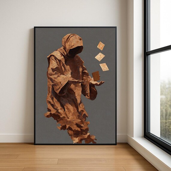 Magician Wall Art Print Abstract Wizard In Mystic Fantasy Painting