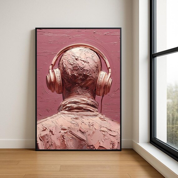 Music Lover Wall Art Print Textured Musician Abstract Oil Painting