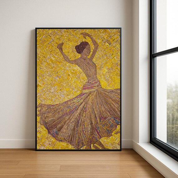 Elegant Dancing Lady Art Print Colorful Modern Dance Wall Decor