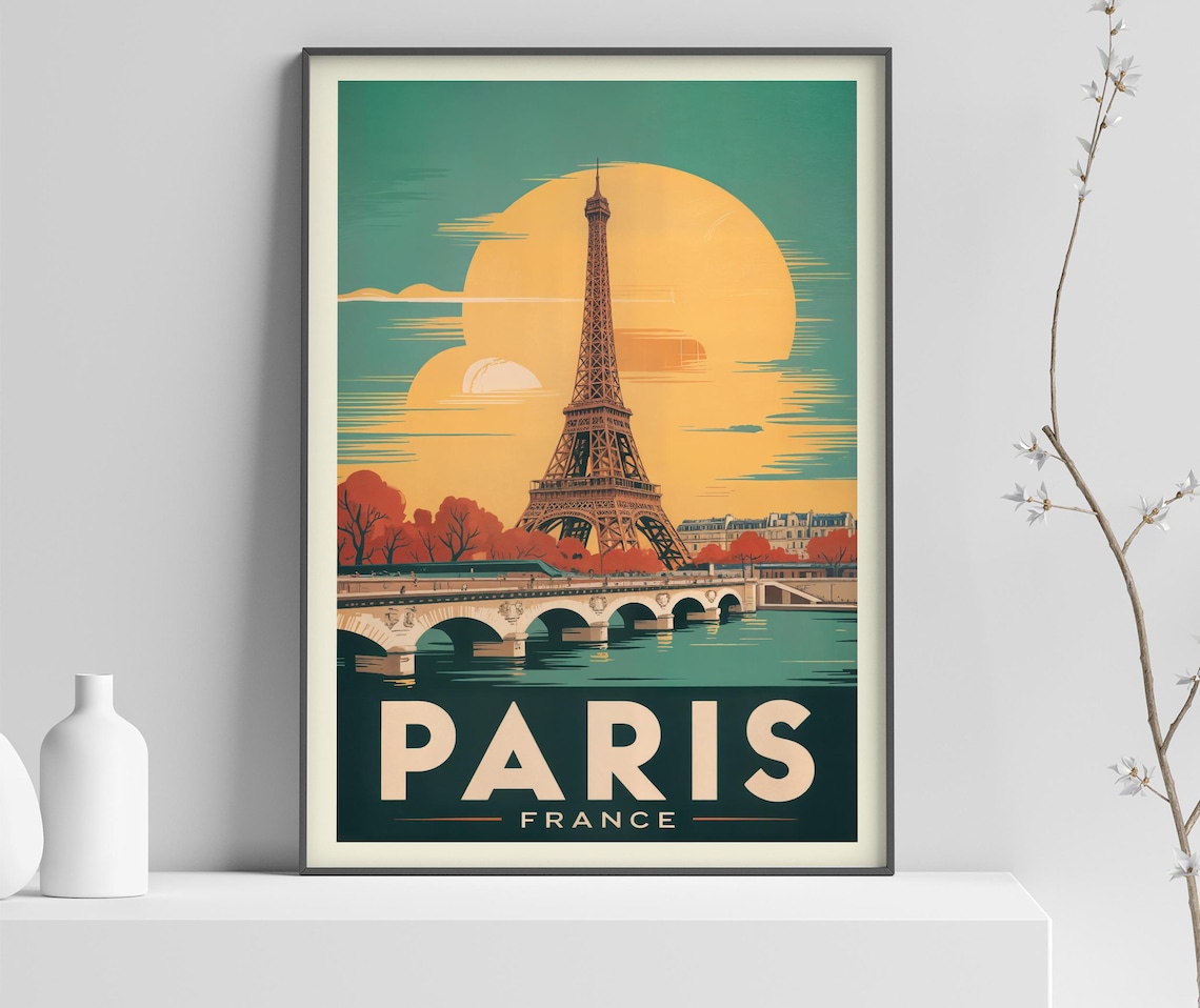 Paris Vintage Travel Poster Print, France
