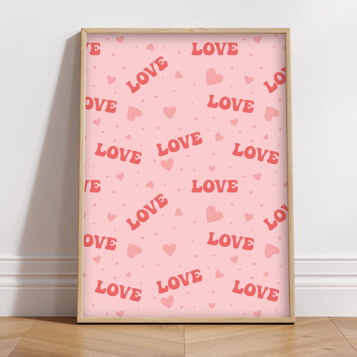 Pink Valentine's Day Love Pattern Retro Hearts Playful Sweet Poster