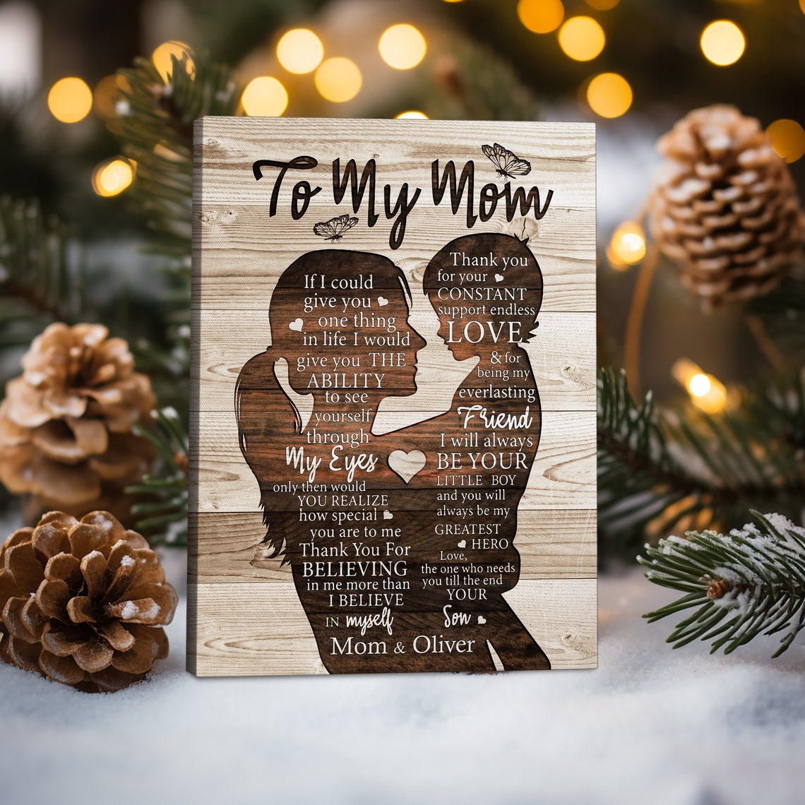 To My Mom From Son Mother and Child Silhouette Custom Name Poster - Image 3
