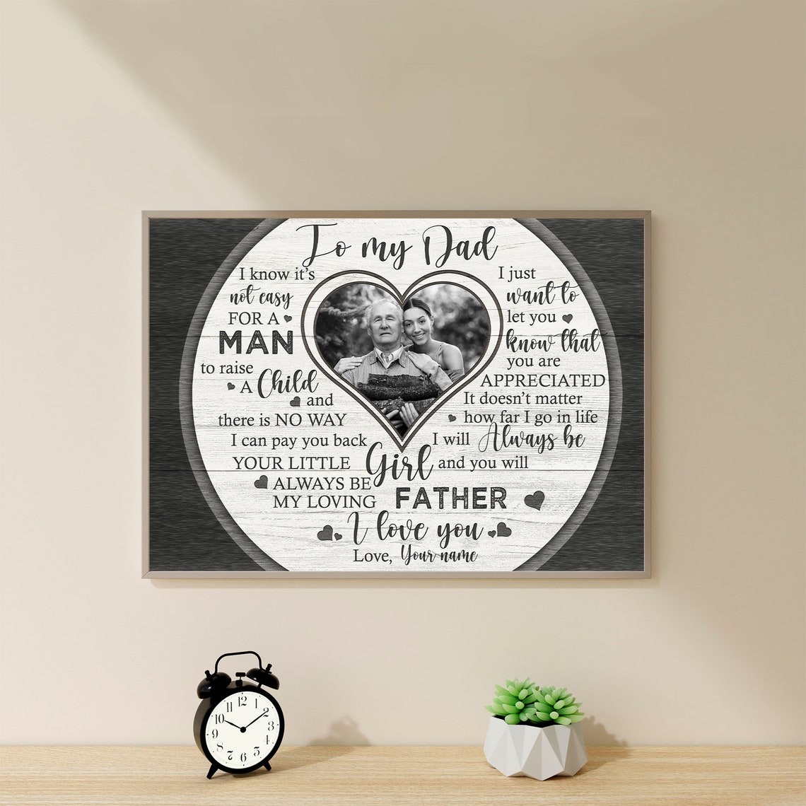 To My Dad Heart Shape Sentimental Custom Photo Tribute Poster - Image 4