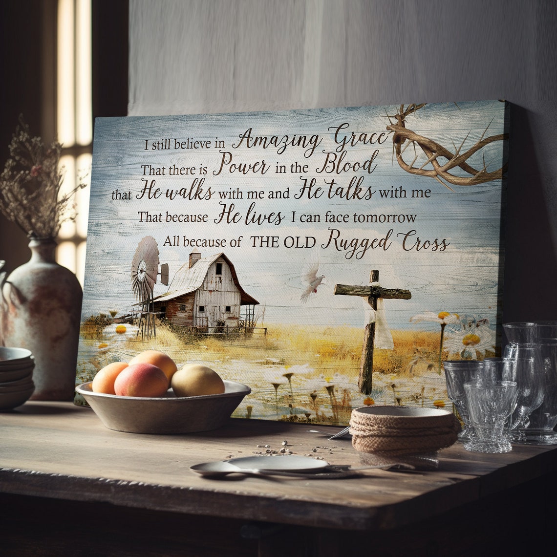I Still Believe In Amazing Grace Rustic Barn Rugged Cross Poster - Image 4