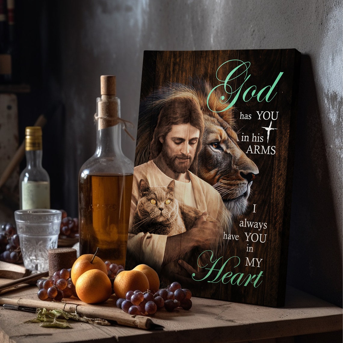 Personalized Your Cat Safe In The Arms Of God Jesus Holding Cat God And Cat Christ And Cats Christian Art Loss Of Cat Art - Image 4