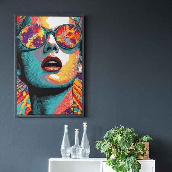 Pop Art Woman Portrait Vibrant Retro Style
