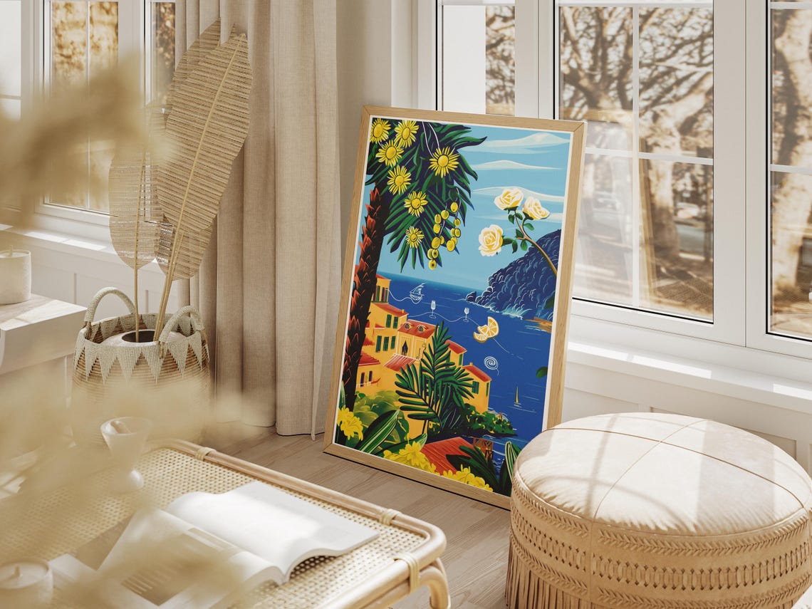 Amalfi Coast Lemon Groves Botanical Vintage Travel Seaside Poster - Image 2