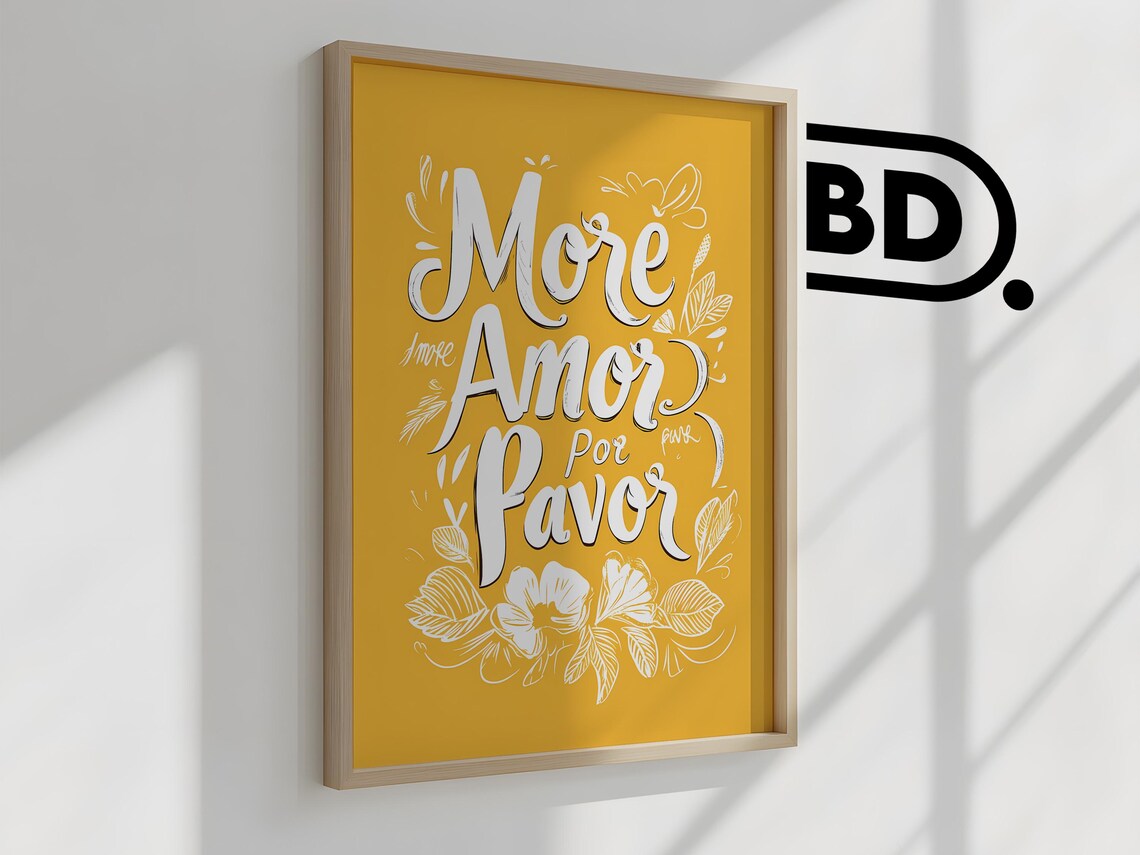 More Amor Por Favor Yellow Hand Typography Love Quote Wall Art - Image 2