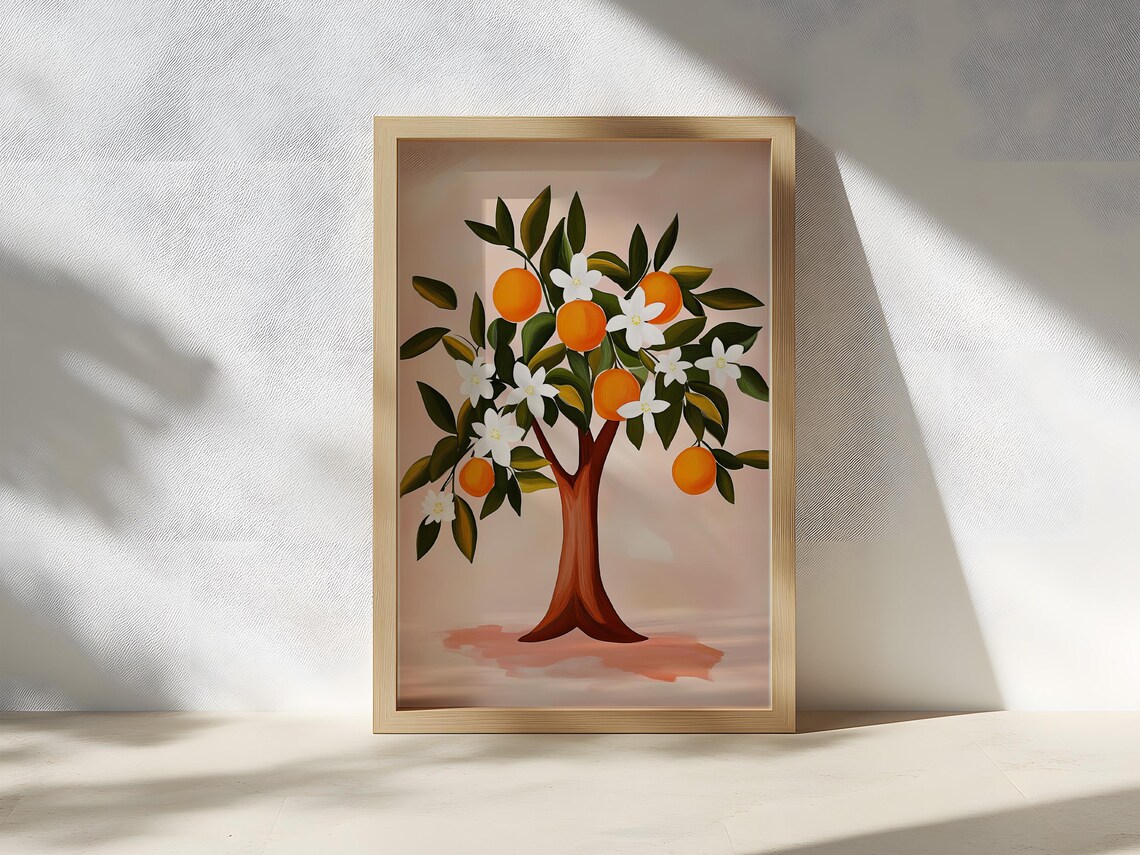 Orange Boho Botanical Citrus Fruit Art Print - Image 2