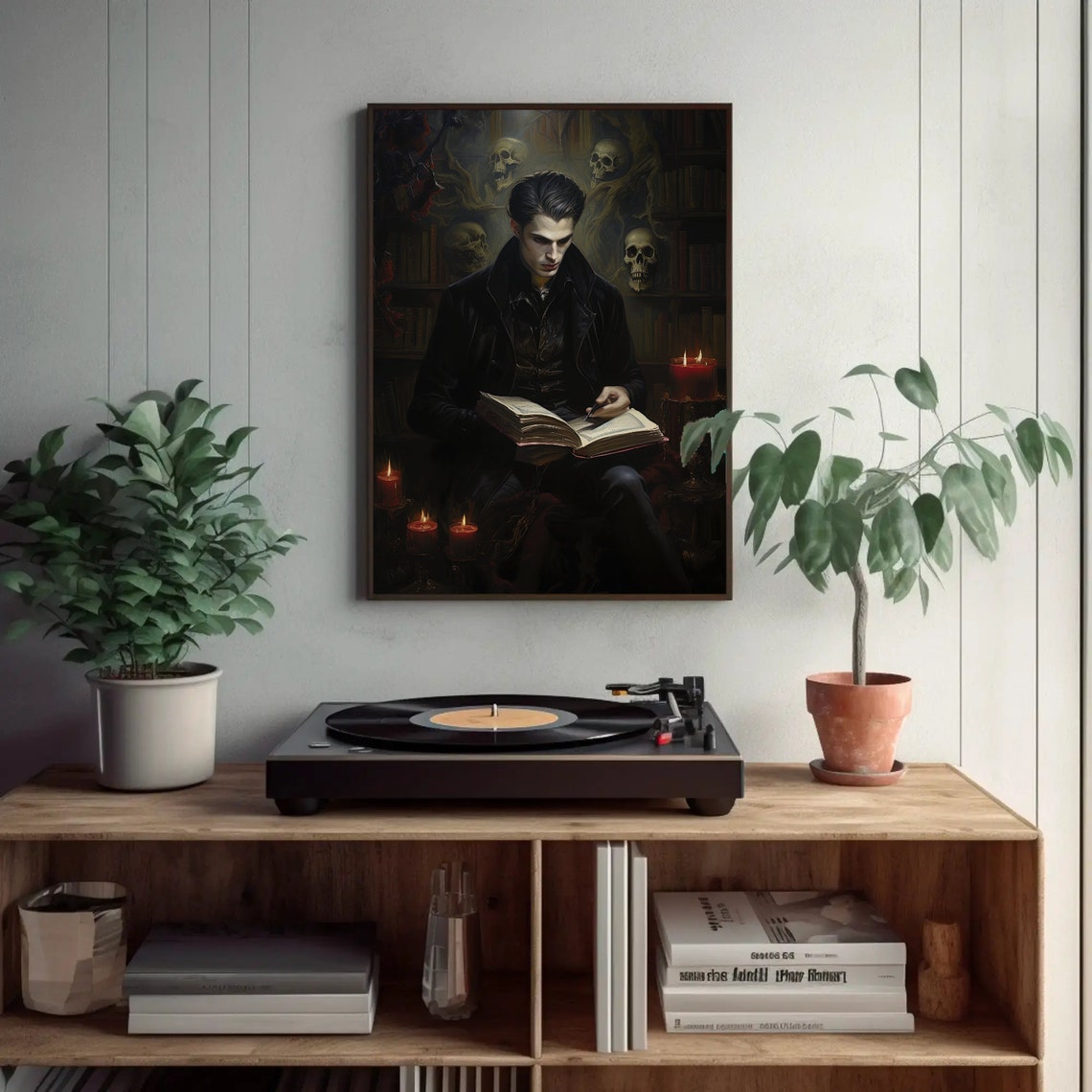 Gothic Vampire Reading Book Candlelight Dark Academia Style Poster - Image 4