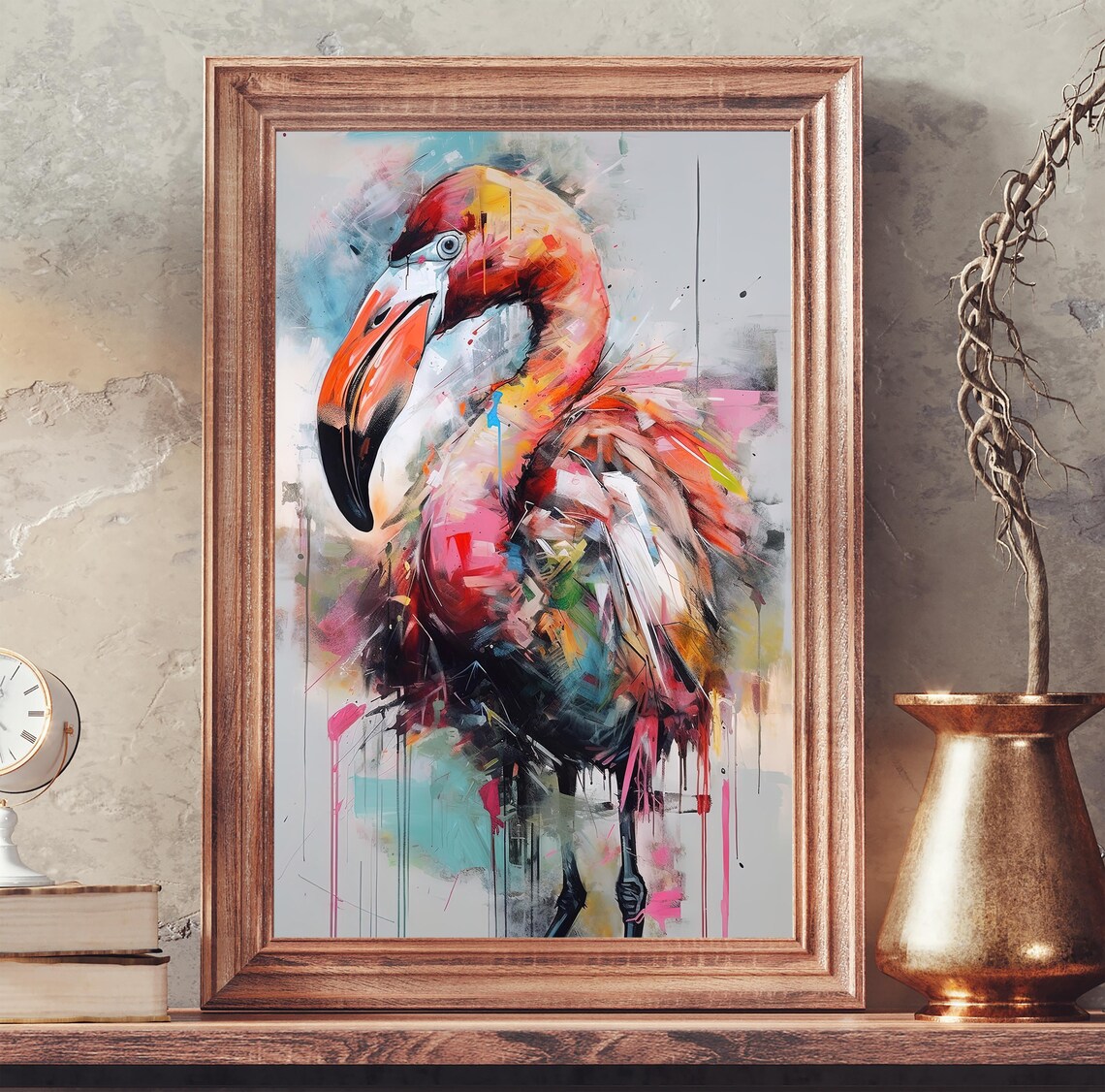 Abstract Flamingo Pink Paint Splash Vibrant Modern Art Poster - Image 3