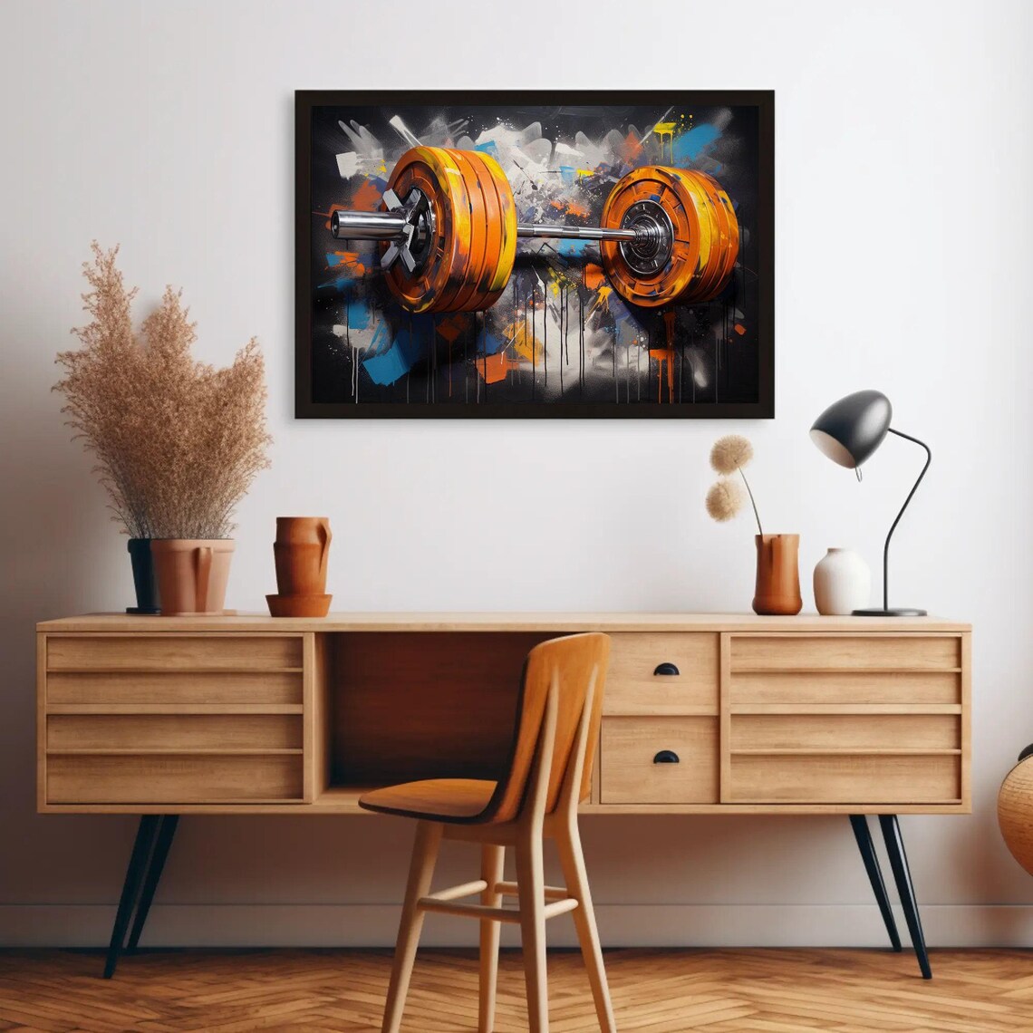 Graffiti Gym Motivational Fitness Barbell Poster - Image 2