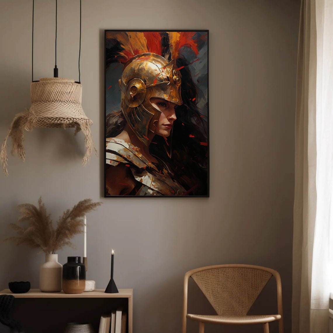 Athena Greek Goddess Warrior in Golden Helmet Portrait Poster - Image 2