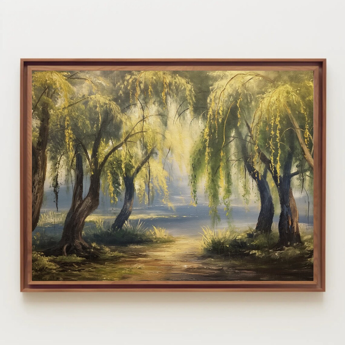 Willow Vintage Oil Painting Print, Nature Wall Art