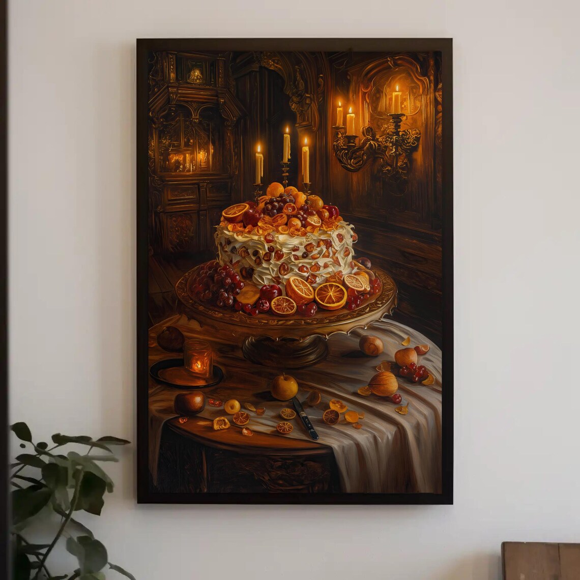 Renaissance Style Vintage Fruit Cake Art Print