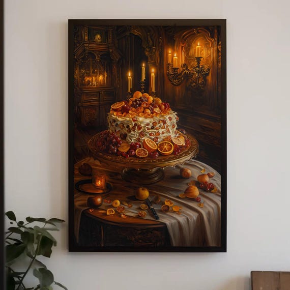 Renaissance Style Vintage Fruit Cake Art Print