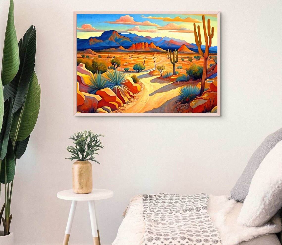Mexican Desert Landscape, Colorful Wall Art Print - Image 3