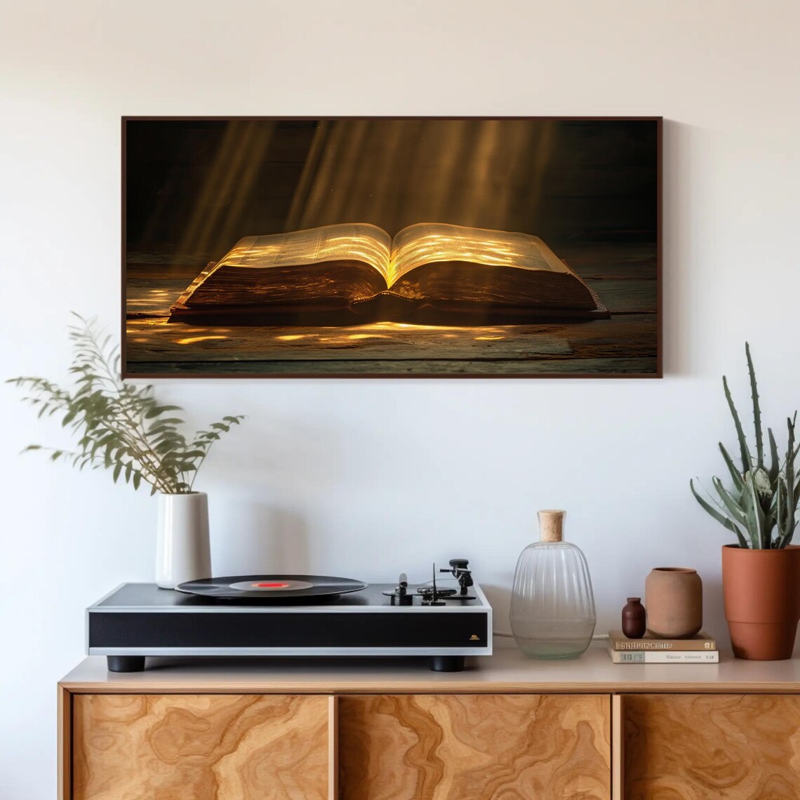 Open Bible Bathed In Golden Rays Of Heavenly Light Art Poster - Image 5