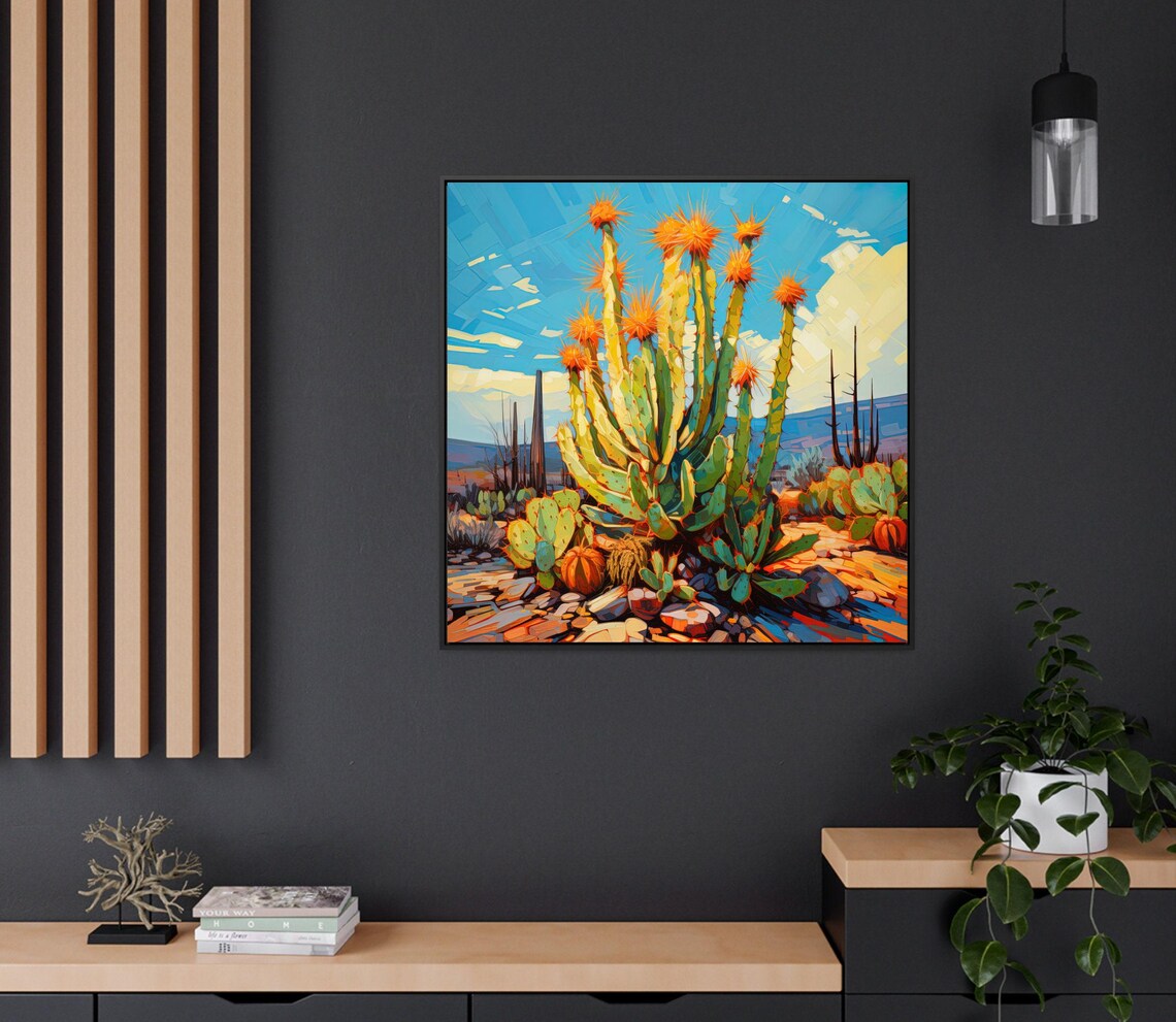 Saguaro Cactus and Century Plant Desert Art Print - Image 3