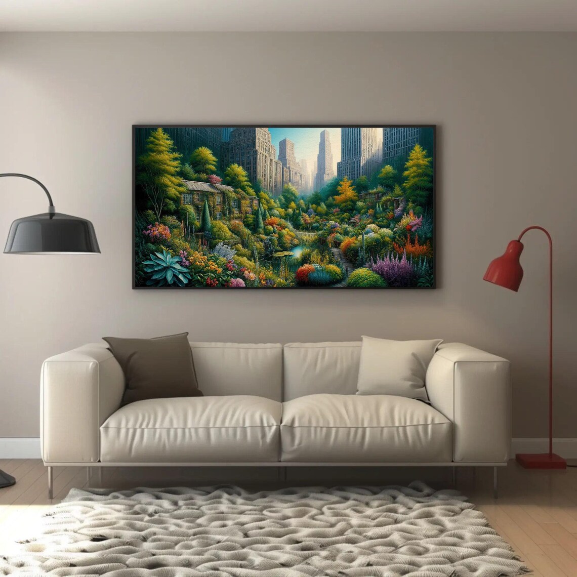 Dystopian City Reclaimed By A Garden Urban Jungle Art Poster - Image 2