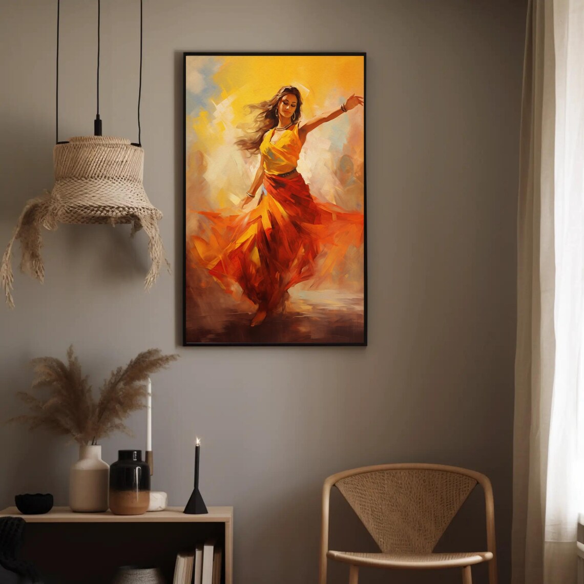 Joyful Indian Dancer In Yellow And Red Swirling Skirt Poster - Image 4