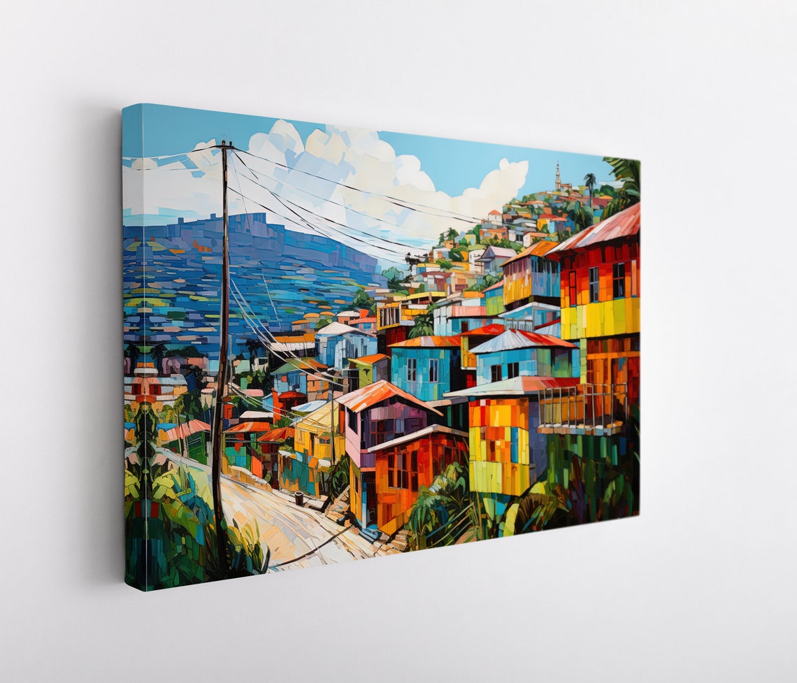 Street Of Haiti Art Print Haitian Art Haitian Art Prints Haitian Home Decor Haitian Print Haitian Oil Painting Wall Art - Image 5