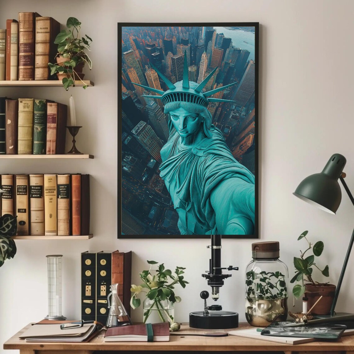 Statue Of Liberty Aerial Selfie, New York City Poster - Image 2