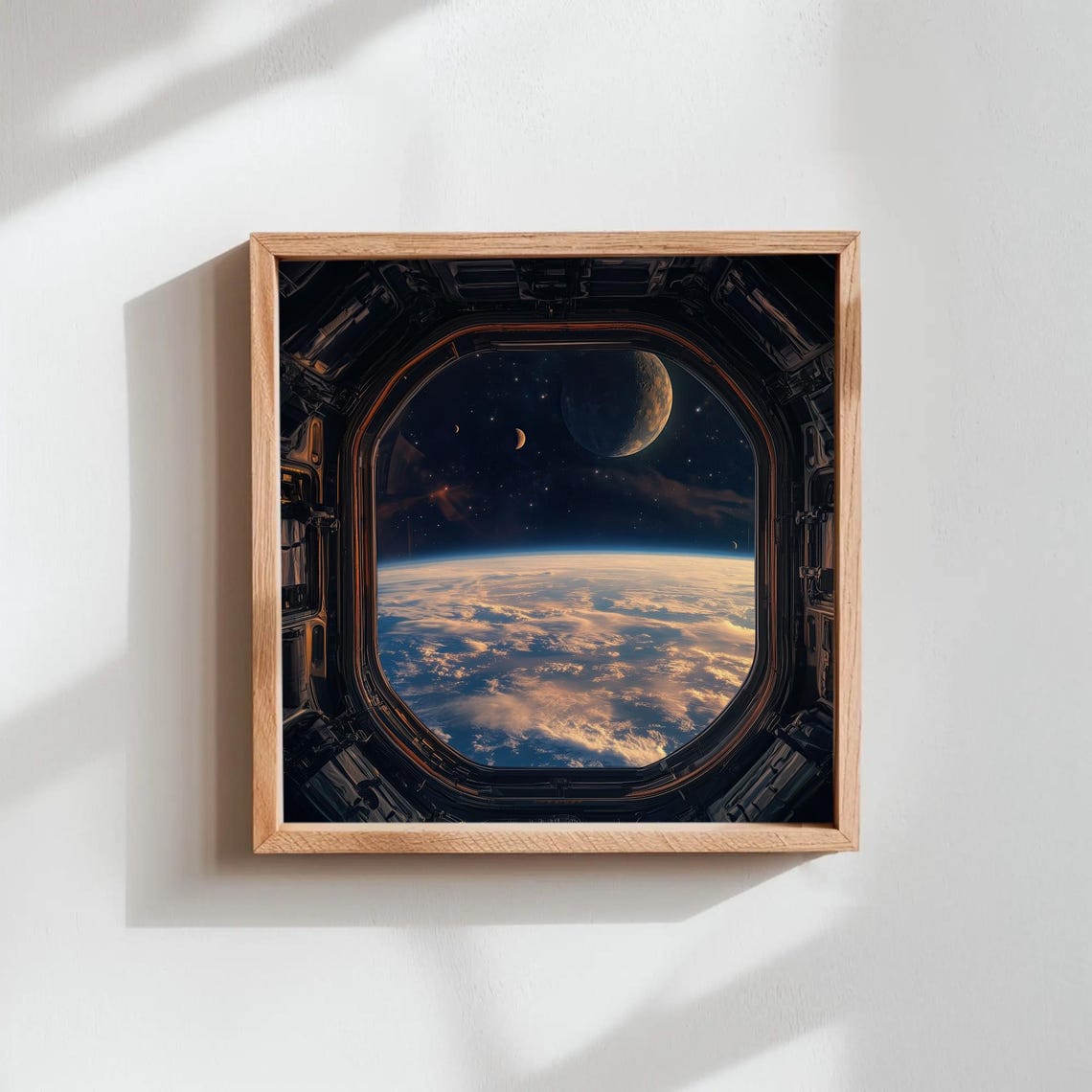 Space Station Window Earth Moon Cosmic View Futuristic Sci Fi Wall Art - Image 5
